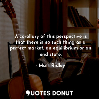 A corollary of this perspective is that there is no such thing as a perfect market, an equilibrium or an end state.
