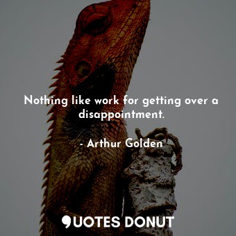  Nothing like work for getting over a disappointment.... - Arthur Golden - Quotes Donut