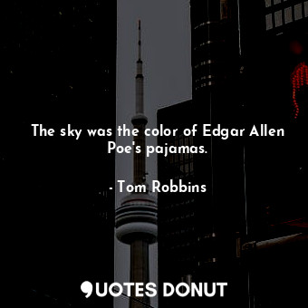  The sky was the color of Edgar Allen Poe's pajamas.... - Tom Robbins - Quotes Donut