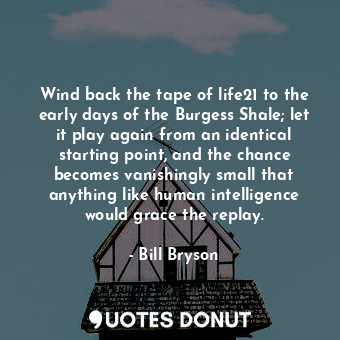  Wind back the tape of life21 to the early days of the Burgess Shale; let it play... - Bill Bryson - Quotes Donut