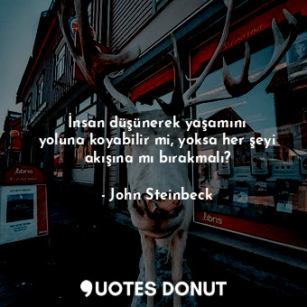  İnsan düşünerek yaşamını yoluna koyabilir mi, yoksa her şeyi akışına mı bırakmal... - John Steinbeck - Quotes Donut