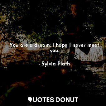  You are a dream; I hope I never meet you.... - Sylvia Plath - Quotes Donut