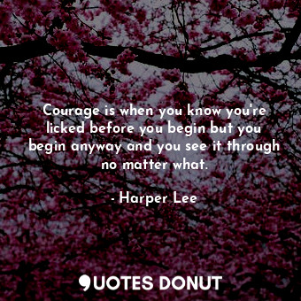 Courage is when you know you're licked before you begin but you begin anyway and you see it through no matter what.