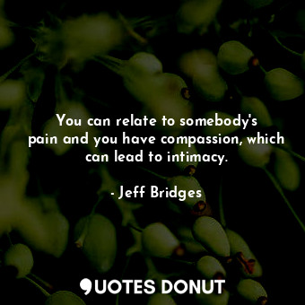  You can relate to somebody&#39;s pain and you have compassion, which can lead to... - Jeff Bridges - Quotes Donut