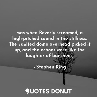  was when Beverly screamed, a high-pitched sound in the stillness. The vaulted do... - Stephen King - Quotes Donut
