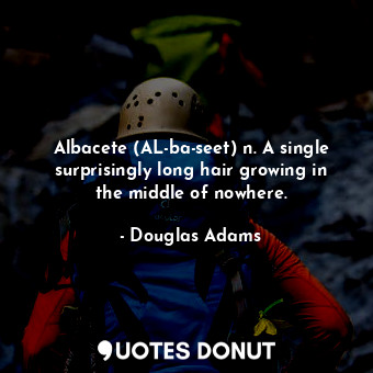  Albacete (AL-ba-seet) n. A single surprisingly long hair growing in the middle o... - Douglas Adams - Quotes Donut