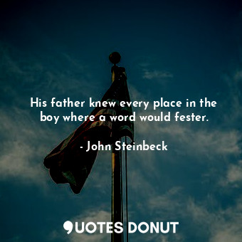 His father knew every place in the boy where a word would fester.