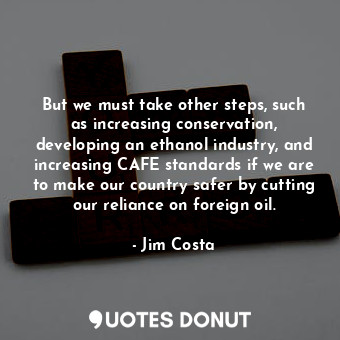 But we must take other steps, such as increasing conservation, developing an ethanol industry, and increasing CAFE standards if we are to make our country safer by cutting our reliance on foreign oil.