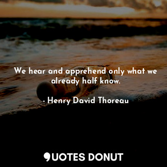 We hear and apprehend only what we already half know.
