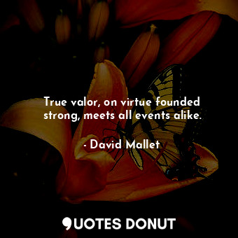 True valor, on virtue founded strong, meets all events alike.