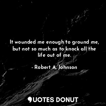  It wounded me enough to ground me, but not so much as to knock all the life out ... - Robert A. Johnson - Quotes Donut