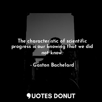 The characteristic of scientific progress is our knowing that we did not know.