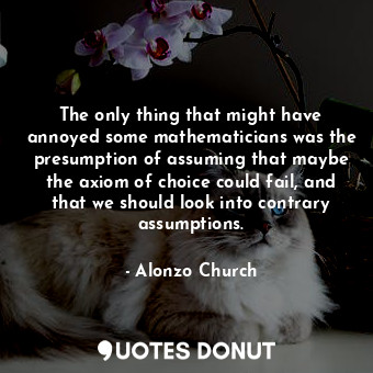  The only thing that might have annoyed some mathematicians was the presumption o... - Alonzo Church - Quotes Donut