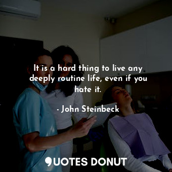 It is a hard thing to live any deeply routine life, even if you hate it.