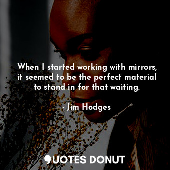  When I started working with mirrors, it seemed to be the perfect material to sta... - Jim Hodges - Quotes Donut