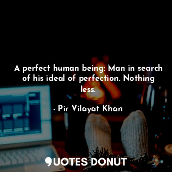  A perfect human being: Man in search of his ideal of perfection. Nothing less.... - Pir Vilayat Khan - Quotes Donut