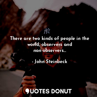 There are two kinds of people in the world, observers and non-observers...