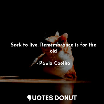  Seek to live. Remembrance is for the old... - Paulo Coelho - Quotes Donut