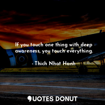  If you touch one thing with deep awareness, you touch everything.... - Thich Nhat Hanh - Quotes Donut