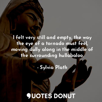  I felt very still and empty, the way the eye of a tornado must feel, moving dull... - Sylvia Plath - Quotes Donut