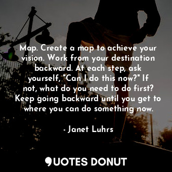  Map. Create a map to achieve your vision. Work from your destination backward. A... - Janet Luhrs - Quotes Donut