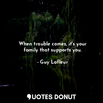  When trouble comes, it&#39;s your family that supports you.... - Guy Lafleur - Quotes Donut