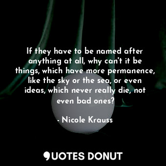  If they have to be named after anything at all, why can't it be things, which ha... - Nicole Krauss - Quotes Donut