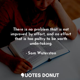  There is no problem that is not improved by effort, and no effort that is too pa... - Sam Waterston - Quotes Donut