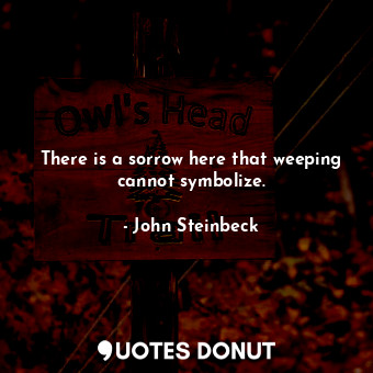  There is a sorrow here that weeping cannot symbolize.... - John Steinbeck - Quotes Donut