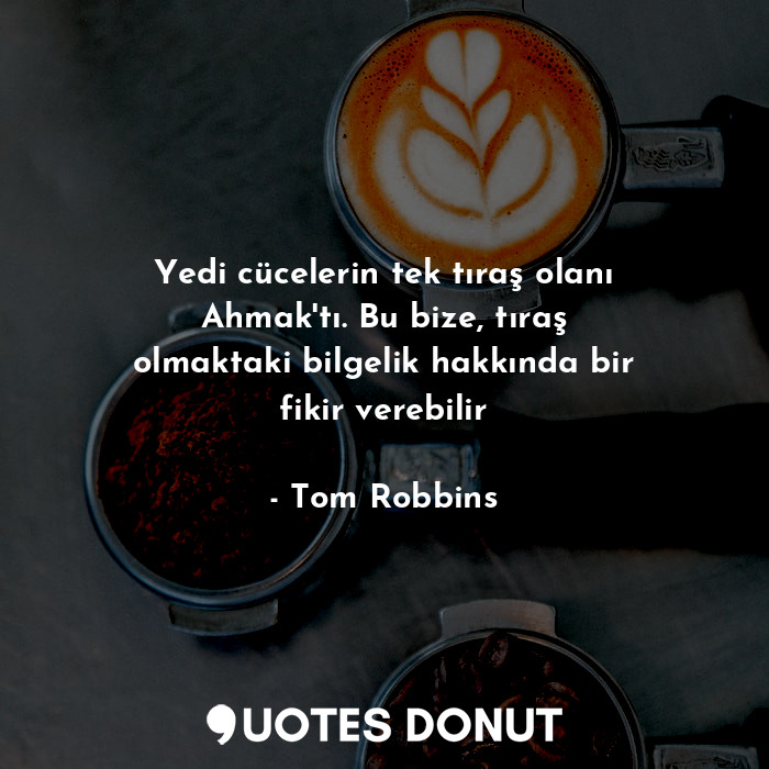  Yedi cücelerin tek tıraş olanı Ahmak'tı. Bu bize, tıraş olmaktaki bilgelik hakkı... - Tom Robbins - Quotes Donut