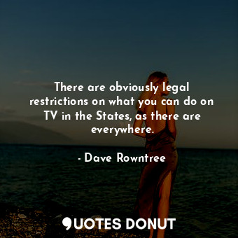  There are obviously legal restrictions on what you can do on TV in the States, a... - Dave Rowntree - Quotes Donut