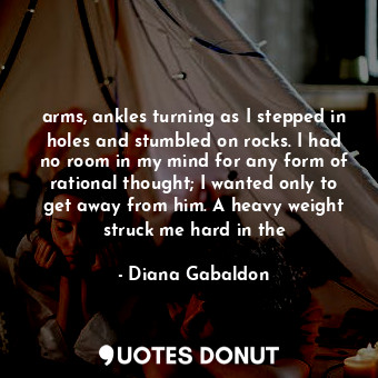  arms, ankles turning as I stepped in holes and stumbled on rocks. I had no room ... - Diana Gabaldon - Quotes Donut