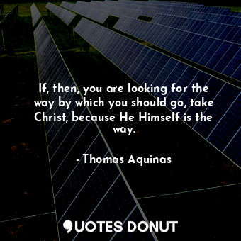 If, then, you are looking for the way by which you should go, take Christ, because He Himself is the way.