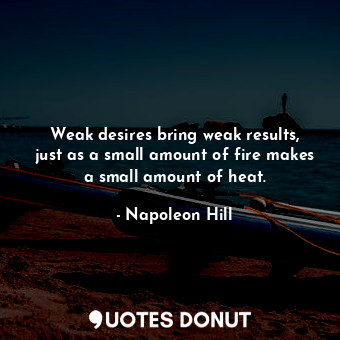 Weak desires bring weak results, just as a small amount of fire makes a small amount of heat.