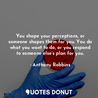 You shape your perceptions, or someone shapes them for you. You do what you want to do, or you respond to someone else’s plan for you.