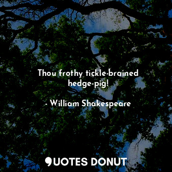 Thou frothy tickle-brained hedge-pig!