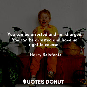  You can be arrested and not charged. You can be arrested and have no right to co... - Harry Belafonte - Quotes Donut