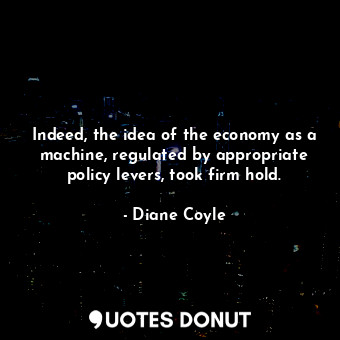 Indeed, the idea of the economy as a machine, regulated by appropriate policy levers, took firm hold.