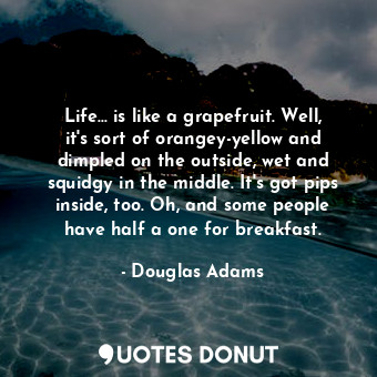  Life... is like a grapefruit. Well, it's sort of orangey-yellow and dimpled on t... - Douglas Adams - Quotes Donut