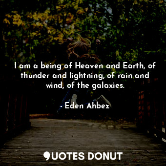 I am a being of Heaven and Earth, of thunder and lightning, of rain and wind, of the galaxies.