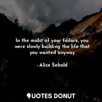  In the midst of your failure, you were slowly building the life that you wanted ... - Alice Sebold - Quotes Donut