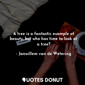  A tree is a fantastic example of beauty, but who has time to look at a tree?... - Janwillem van de Wetering - Quotes Donut