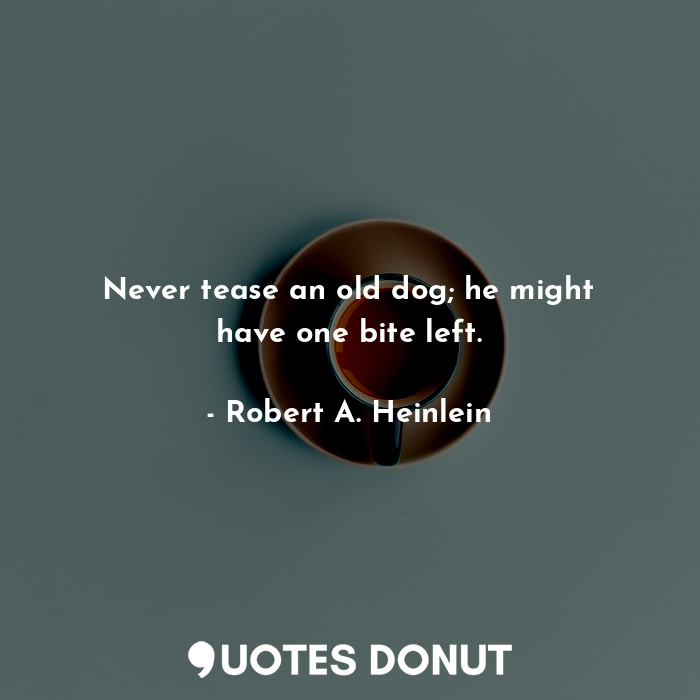 Never tease an old dog; he might have one bite left.