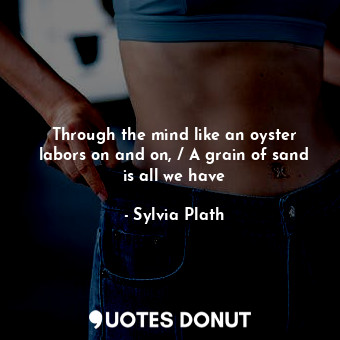  Through the mind like an oyster labors on and on, / A grain of sand is all we ha... - Sylvia Plath - Quotes Donut