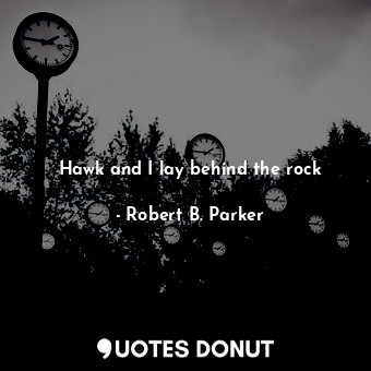  Hawk and I lay behind the rock... - Robert B. Parker - Quotes Donut