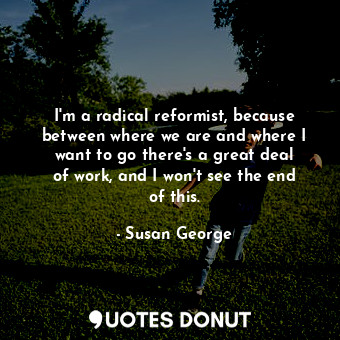  I&#39;m a radical reformist, because between where we are and where I want to go... - Susan George - Quotes Donut