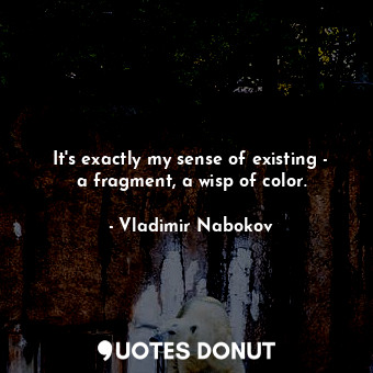  It's exactly my sense of existing - a fragment, a wisp of color.... - Vladimir Nabokov - Quotes Donut