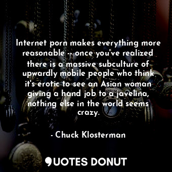  Internet porn makes everything more reasonable -- once you've realized there is ... - Chuck Klosterman - Quotes Donut