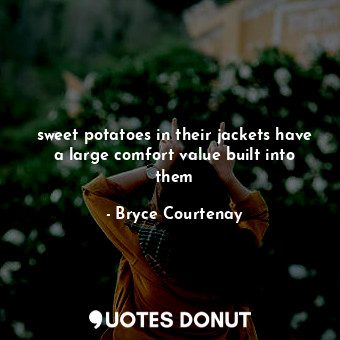  sweet potatoes in their jackets have a large comfort value built into them... - Bryce Courtenay - Quotes Donut