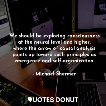 We should be exploring consciousness at the neural level and higher, where the arrow of causal analysis points up toward such principles as emergence and self-organization.